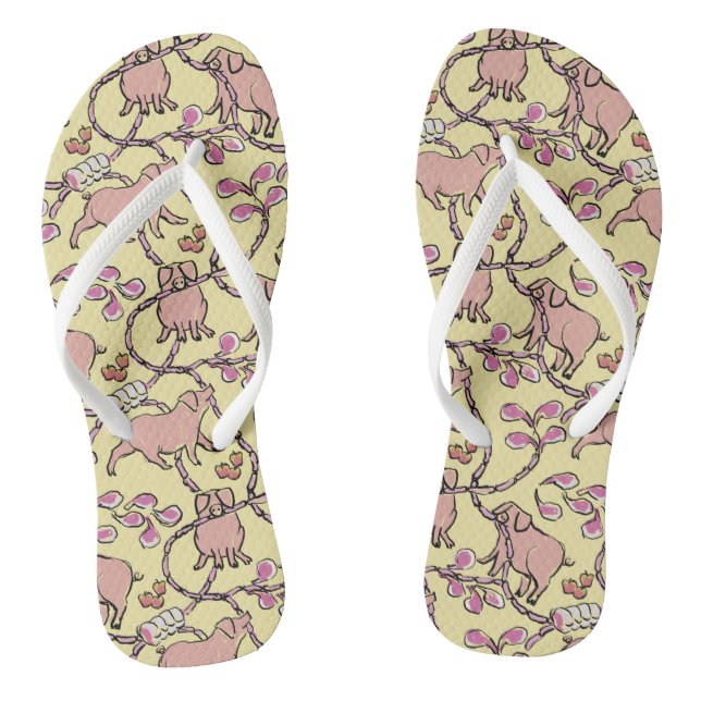 Hilarious pattern Chinese Pig Year Yellow Women FF Jandals (Footbed)