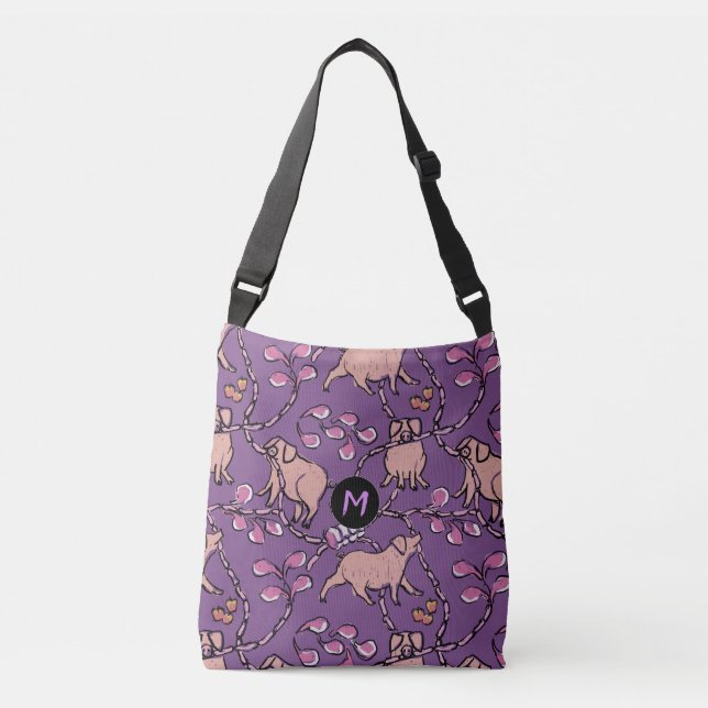Hilarious pattern Pig Year Monogram Choose Colour  Crossbody Bag (Front)