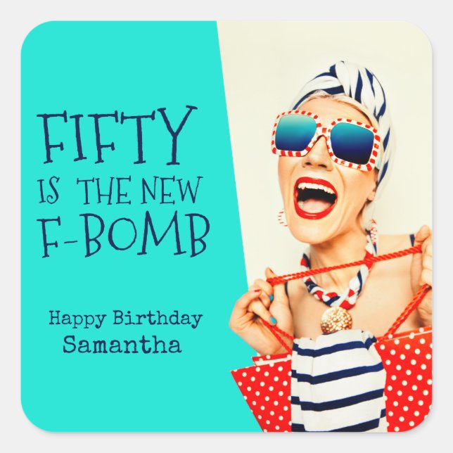 Hilarious Retro 50th Birthday for Her Square Sticker (Front)