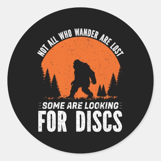 Hilarious Sasquatch Disc Golf Player Funny Graphic Classic Round Sticker (Front)