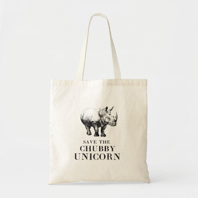 Hilarious save the chubby unicorns rhino tote bag (Front)