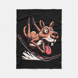 Hilarious Ski Dog Downhill Crash Snow Sport Fleece Blanket