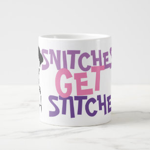 Hilarious Snitches Get Stitches Meme Large Coffee Mug