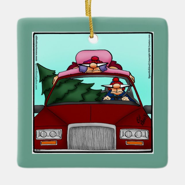 Hilarious Tree Cutting Holiday Ornament Gift (Front)