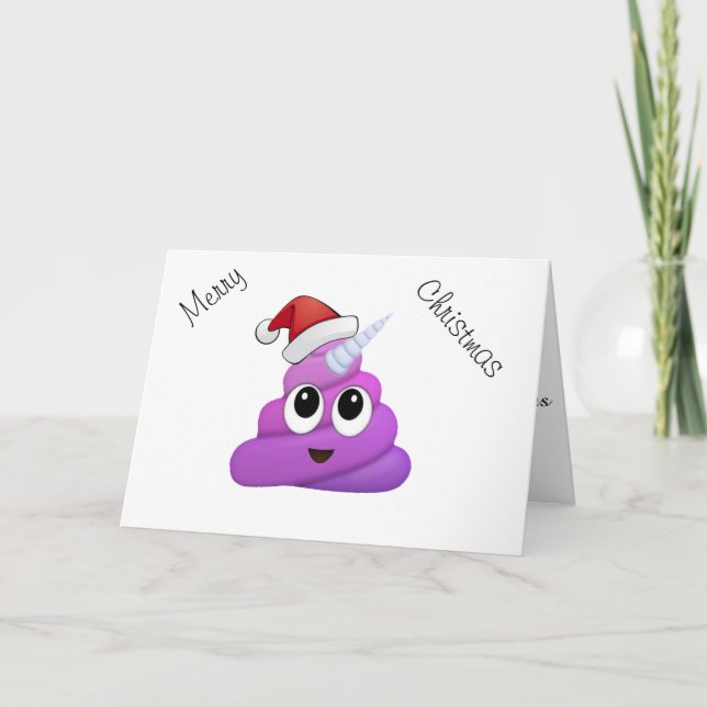 Hilarious Xmas Poop Unicorn Emoji Holiday Card (Front)