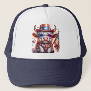 Hilighted Cow 4th July Sublimation Clipart Trucker Hat