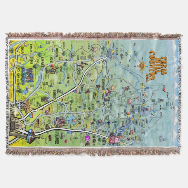 Hill Country 2014 Map Throw Blanket (Front)