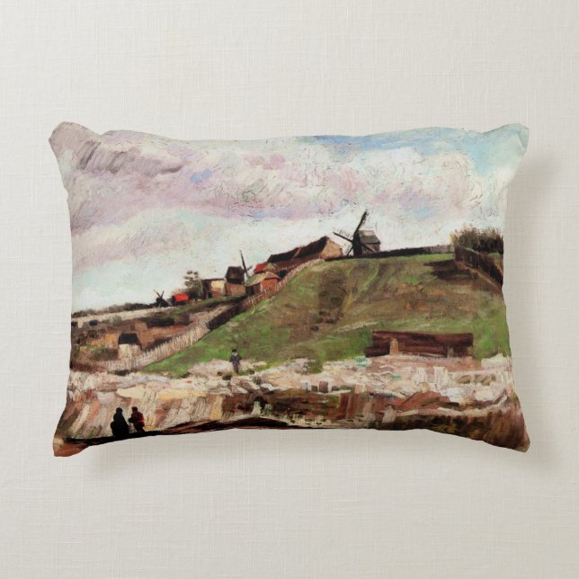 Hill of Montmartre with Quarry by Vincent van Gogh Decorative Cushion (Front)