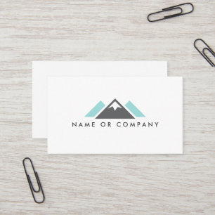 Hill or mountain logo, grey and pale aqua blue business card
