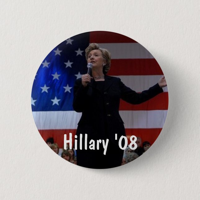 Hillary 08 6 cm round badge (Front)