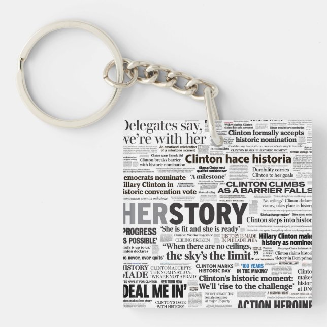 Hillary 2016 Historic Headline Keychain (Front)