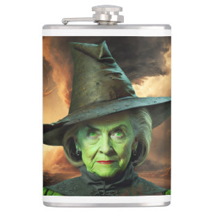 Hillary Cinton Wicked Witch of The United States Hip Flask
