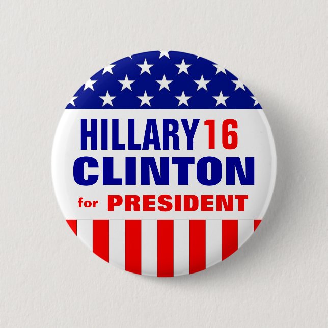HILLARY CLINTON 2016 6 CM ROUND BADGE (Front)