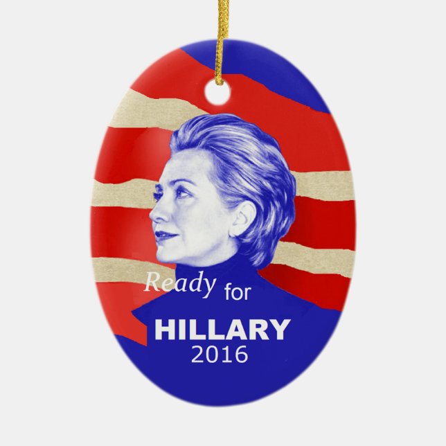 Hillary Clinton 2016 Ceramic Tree Decoration (Front)