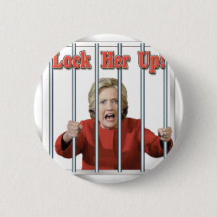 hillary clinton behind bars 6 cm round badge
