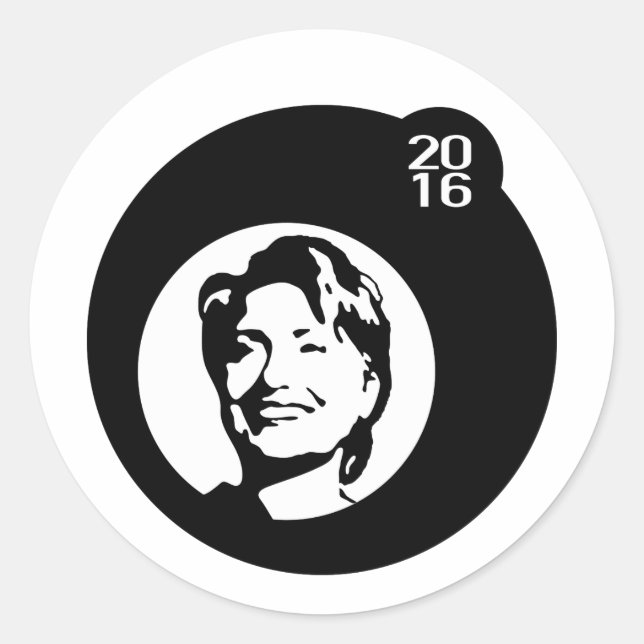 hillary clinton black bubble classic round sticker (Front)