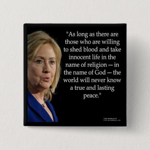 Hillary Clinton Blood Religion Quote 15 Cm Square Badge