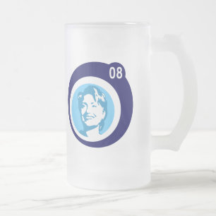 hillary clinton : blue bubbles : frosted glass beer mug