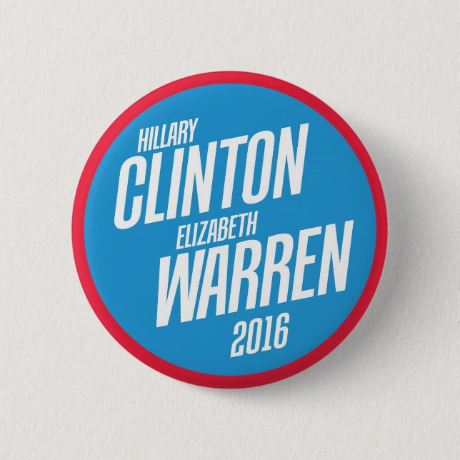 Hillary Clinton - Elizabeth Warren 2016 Button (Front)