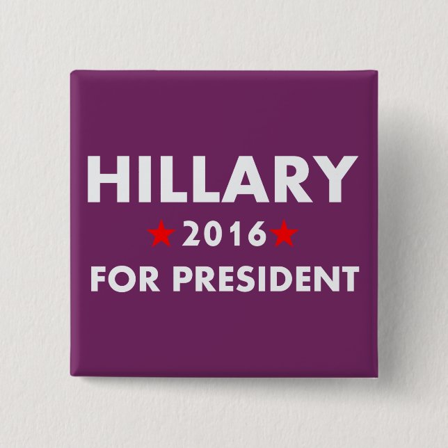Hillary Clinton For President 15 Cm Square Badge (Front)