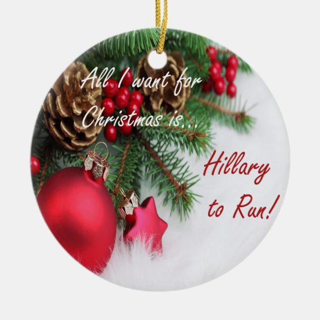 Hillary Clinton Holiday Ornament (Front)