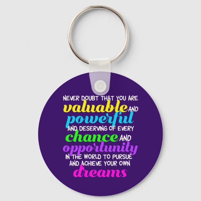 Hillary Clinton Inspirational Dreams Quote Key Ring (Front)