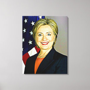 Hillary Clinton Portrait Digital Art Canvas Print