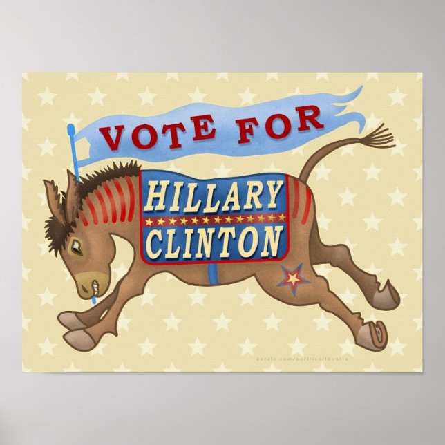 Hillary Clinton President 2016 Democrat Donkey Poster (Front)