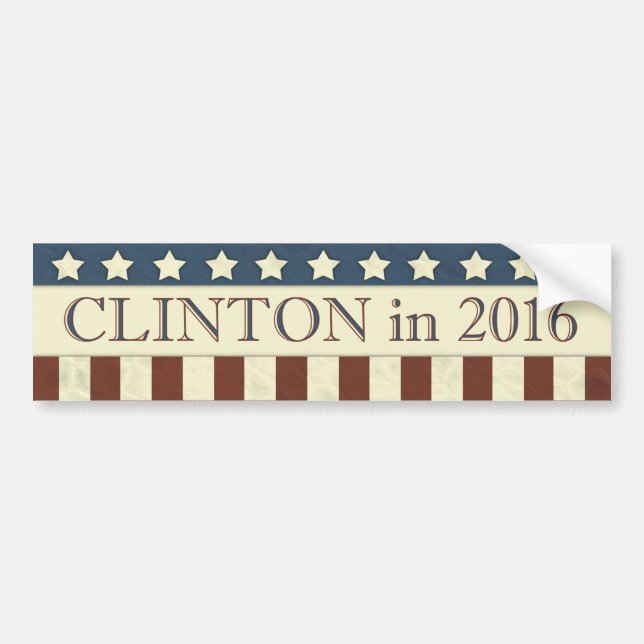 Hillary Clinton President 2016 Stars Stripes Bumper Sticker (Front)