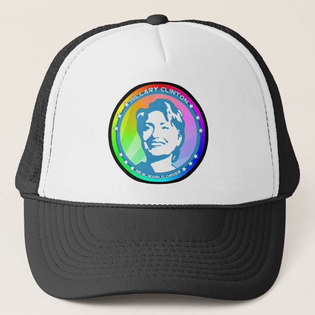 hillary clinton rainbow trucker hat (Front)