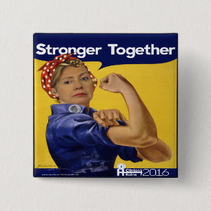 Hillary Clinton Stronger Together 15 Cm Square Badge