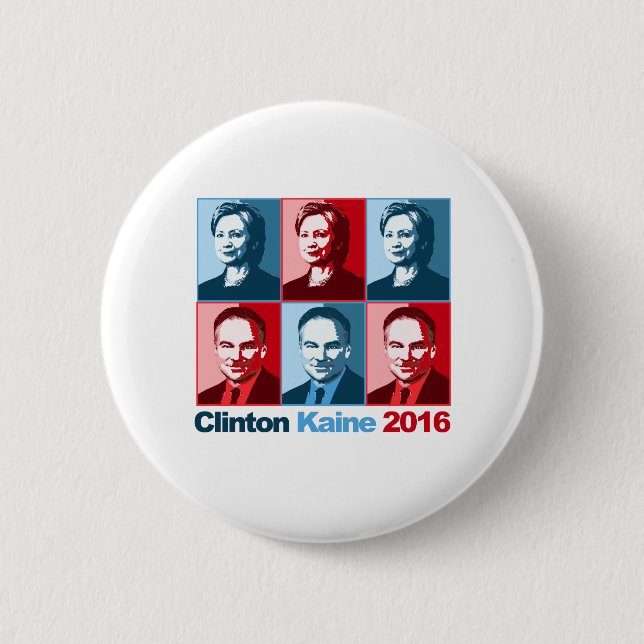 Hillary Clinton Tim Kaine 2016 6 Cm Round Badge (Front)