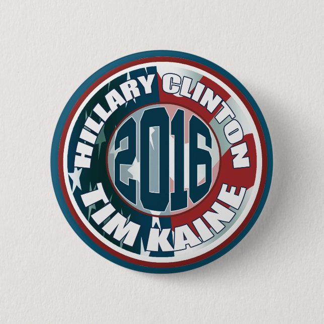 Hillary Clinton Tim Kaine in 2016 6 Cm Round Badge (Front)