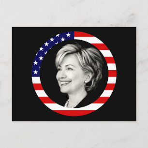 hillary clinton. us flag. picturesque. postcard
