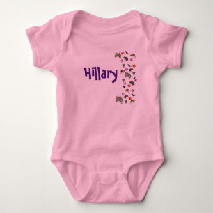 Hillary, Name Logo With Australian Wildlife, Baby Bodysuit