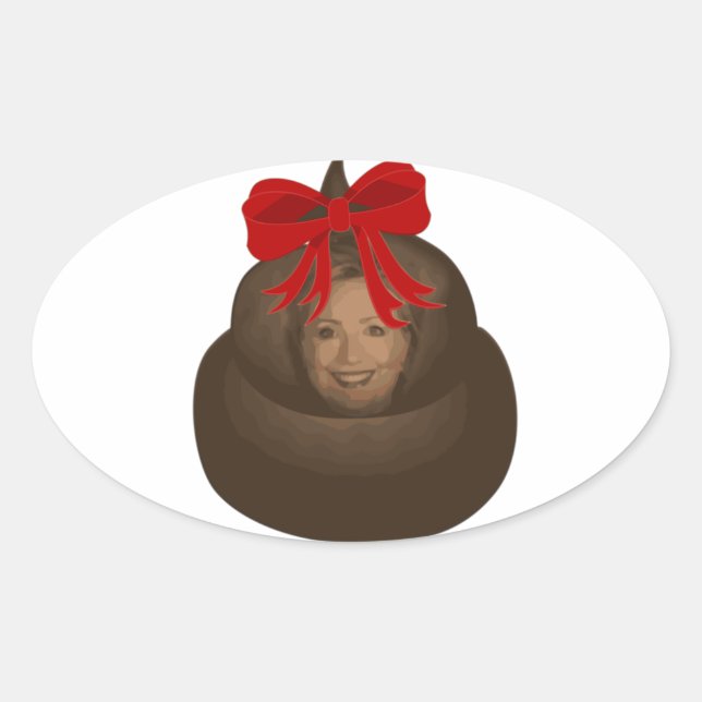 Hillary Poop Oval Sticker (Front)