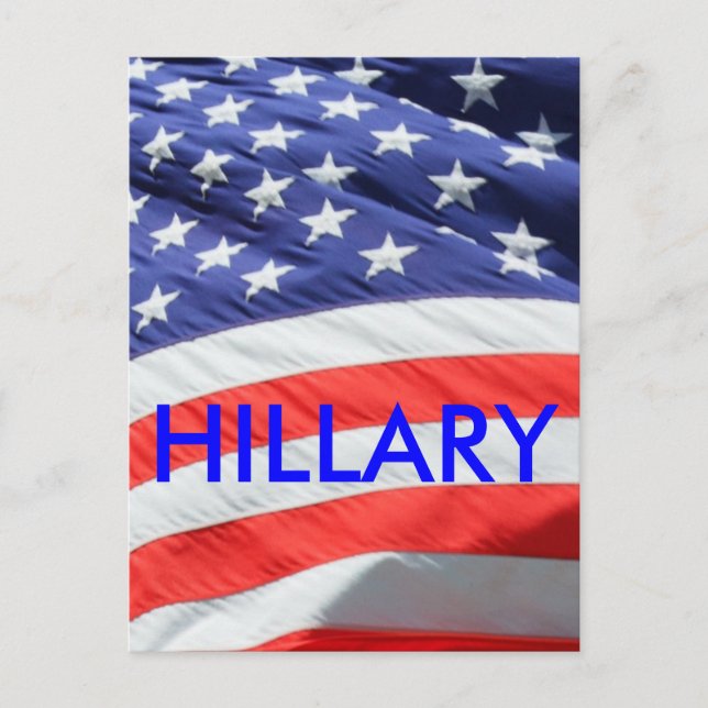 Hillary Running for President, American Flag Postcard (Front)