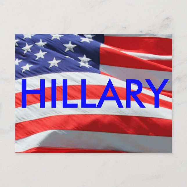 Hillary Running for President, American Flag Postcard (Front)