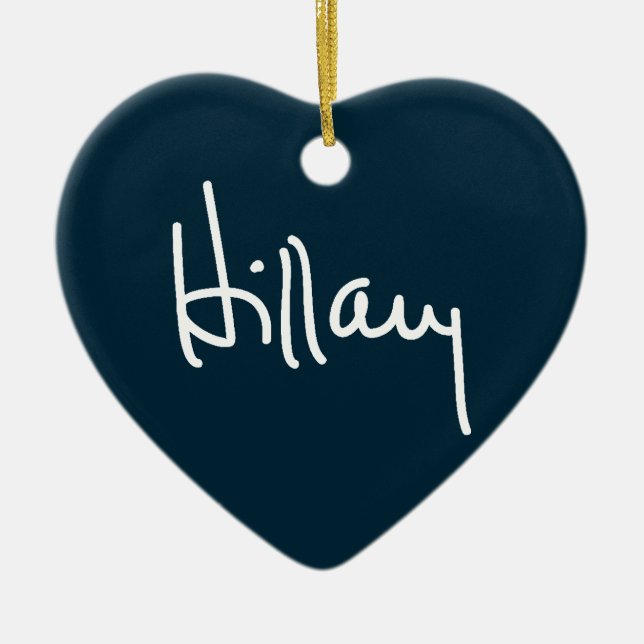 Hillary Signature Ceramic Ornaments (Front)