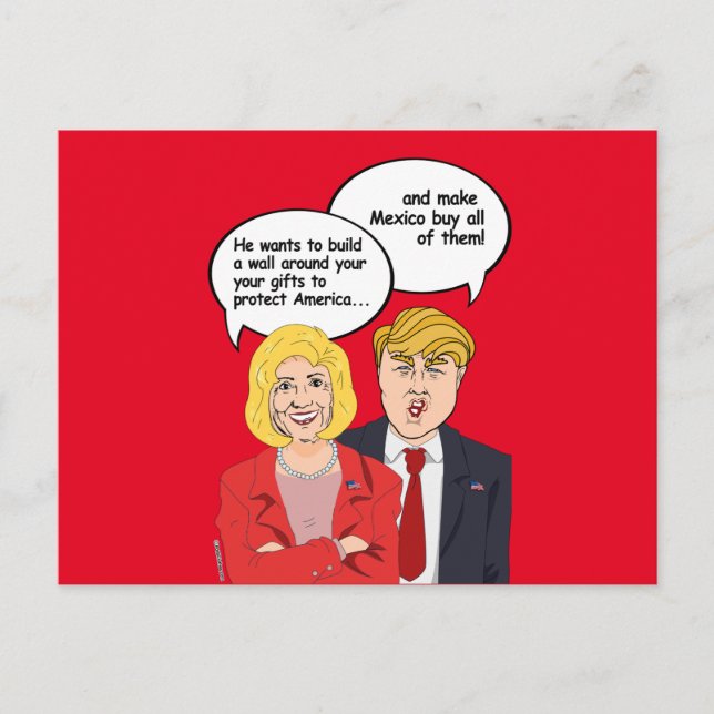 Hillary vs Trump Birthday Card - A wall around you (Front)