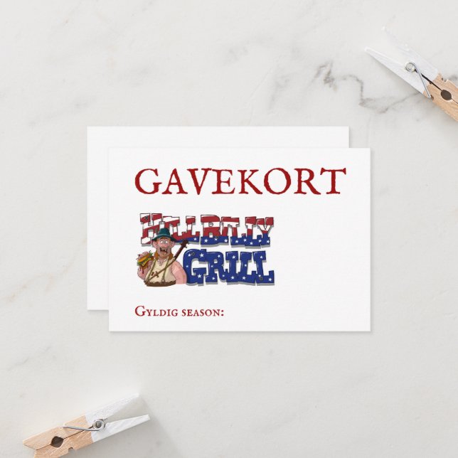 HillBilly Grill Denmark Gift Card! Invitation (Front/Back In Situ)