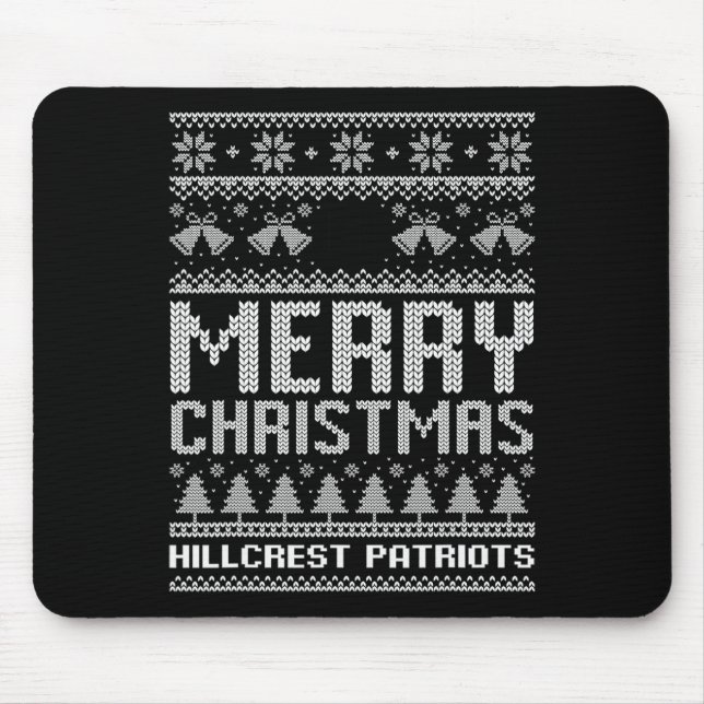 Hillcrest Patriots Logo Merry Christmas Ugly Sweat Mouse Pad (Front)