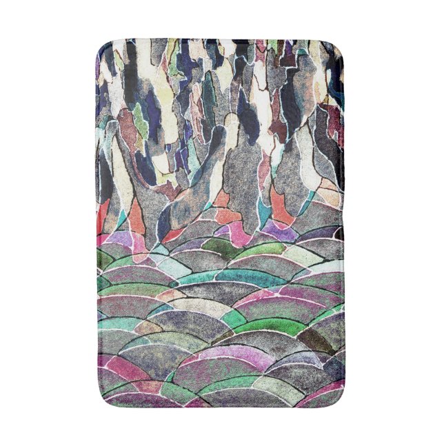 Hills and Mountains Abstract Watercolor Bath Mat (Front Vertical)