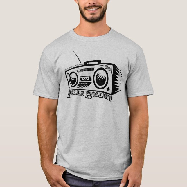 Hills Rolling T-Shirt with Old School JamBox Logo (Front)