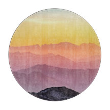 Hills Scenery Rainbow colors Cutting Board