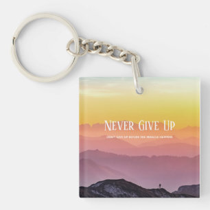 Hills Scenery Rainbow colours Motivation Quote Key Ring