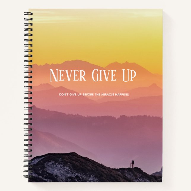 Hills Scenery Rainbow colours Motivation Quote Notebook (Front)