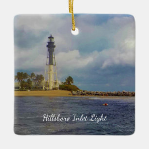 Hillsboro Inlet Light Square Dated Ceramic Ornament