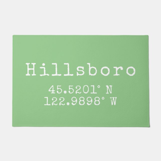 Hillsboro Oregon Latitude Longitude   Doormat (Front)