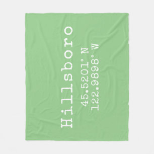 Hillsboro Oregon Latitude Longitude Fleece Blanket